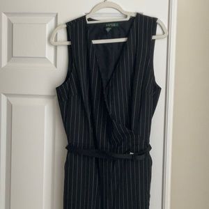 Ralph Lauren Wool Jumpsuit - Black with white pen stripes